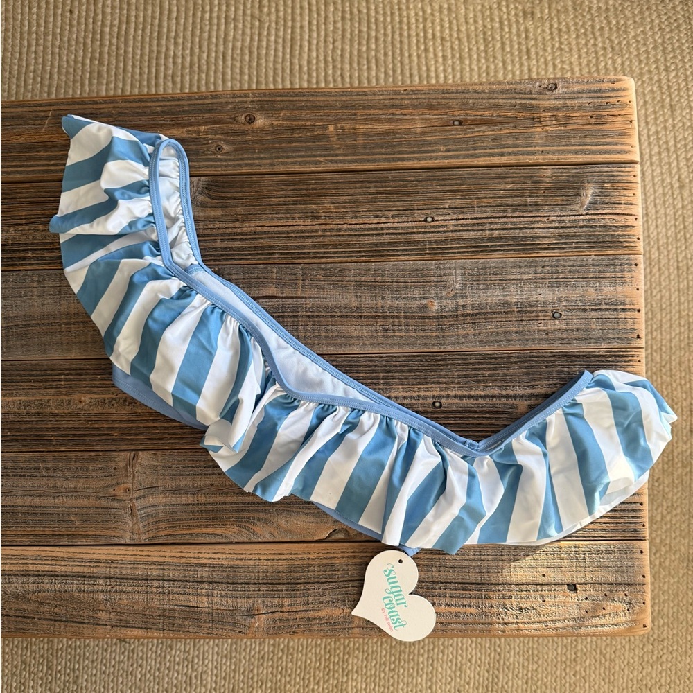 NWT Sugar Coast by Lolli Swim Ruffle Bandeau Bikini Top - Large